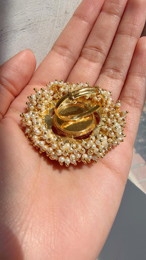 Jadau Pachi Kundan Ruby green finger ring /Bridal Kundan Moissanite diamond Ring/Adjustable Ring/Diamond Ring /Indian Wedding jewelry/