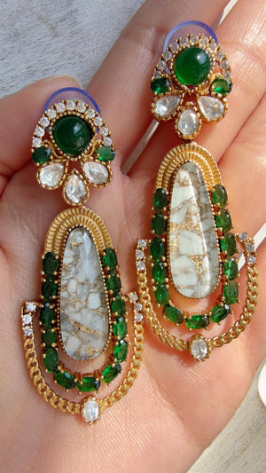 Kiran Sabyasachi-Inspired Moissanite Mother of Pearl Earrings/Elegant Statement Jewelry/Moissanite Multi Earrings/Bridal Diamond earrings