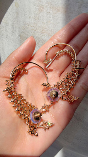 Diamond Earcuff 2 tone diamond Jhumkas/ear cuff jhumka / CZ Statement Ear Cuff earrings/Indian wedding jewelry