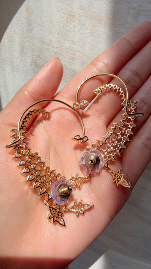 Diamond Earcuff 2 tone diamond Jhumkas/ear cuff jhumka / CZ Statement Ear Cuff earrings/Indian wedding jewelry