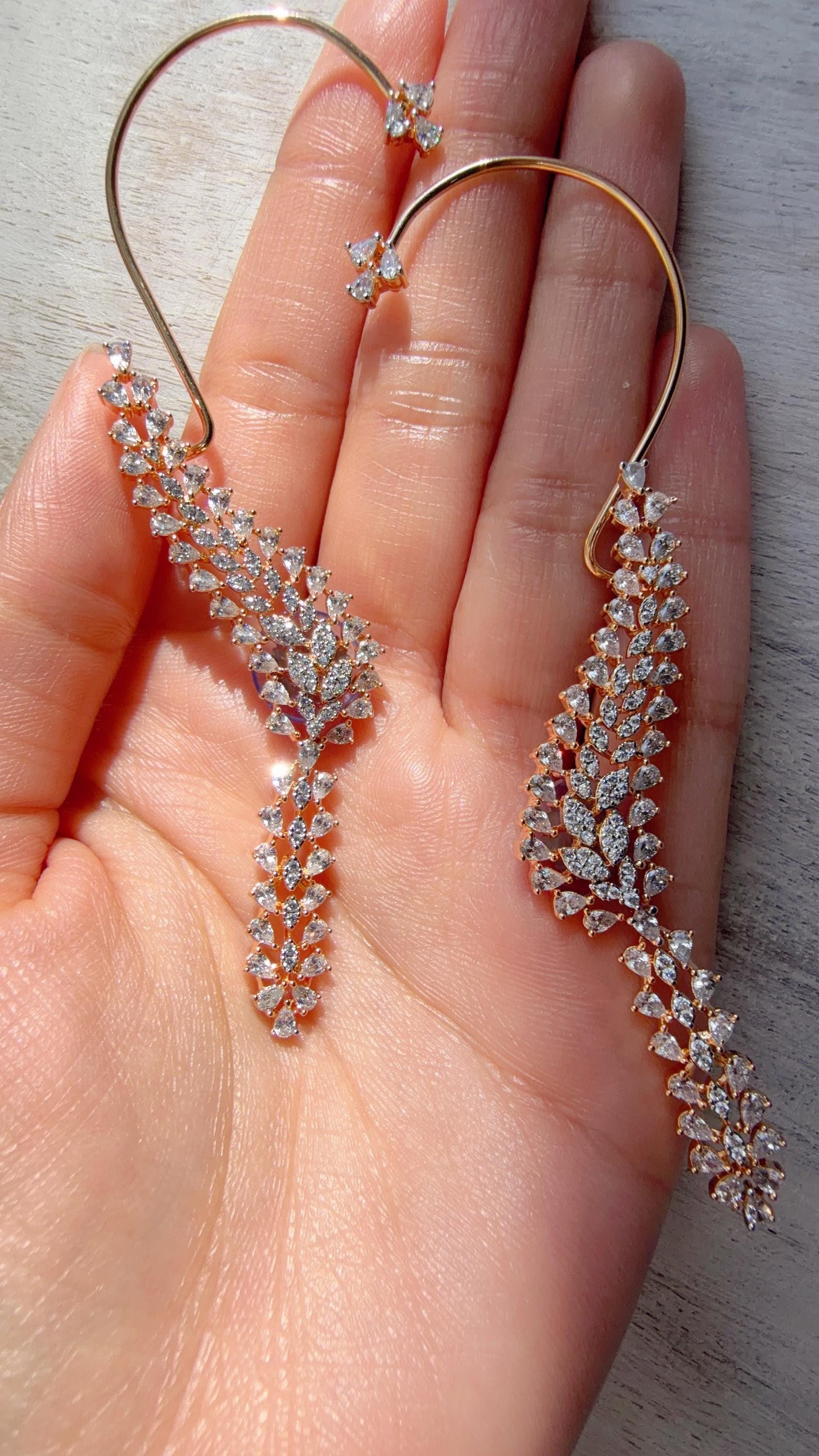 Diamond Earcuff 2 tone diamond Jhumkas/ear cuff jhumka / CZ Statement Ear Cuff earrings/Indian wedding jewelry