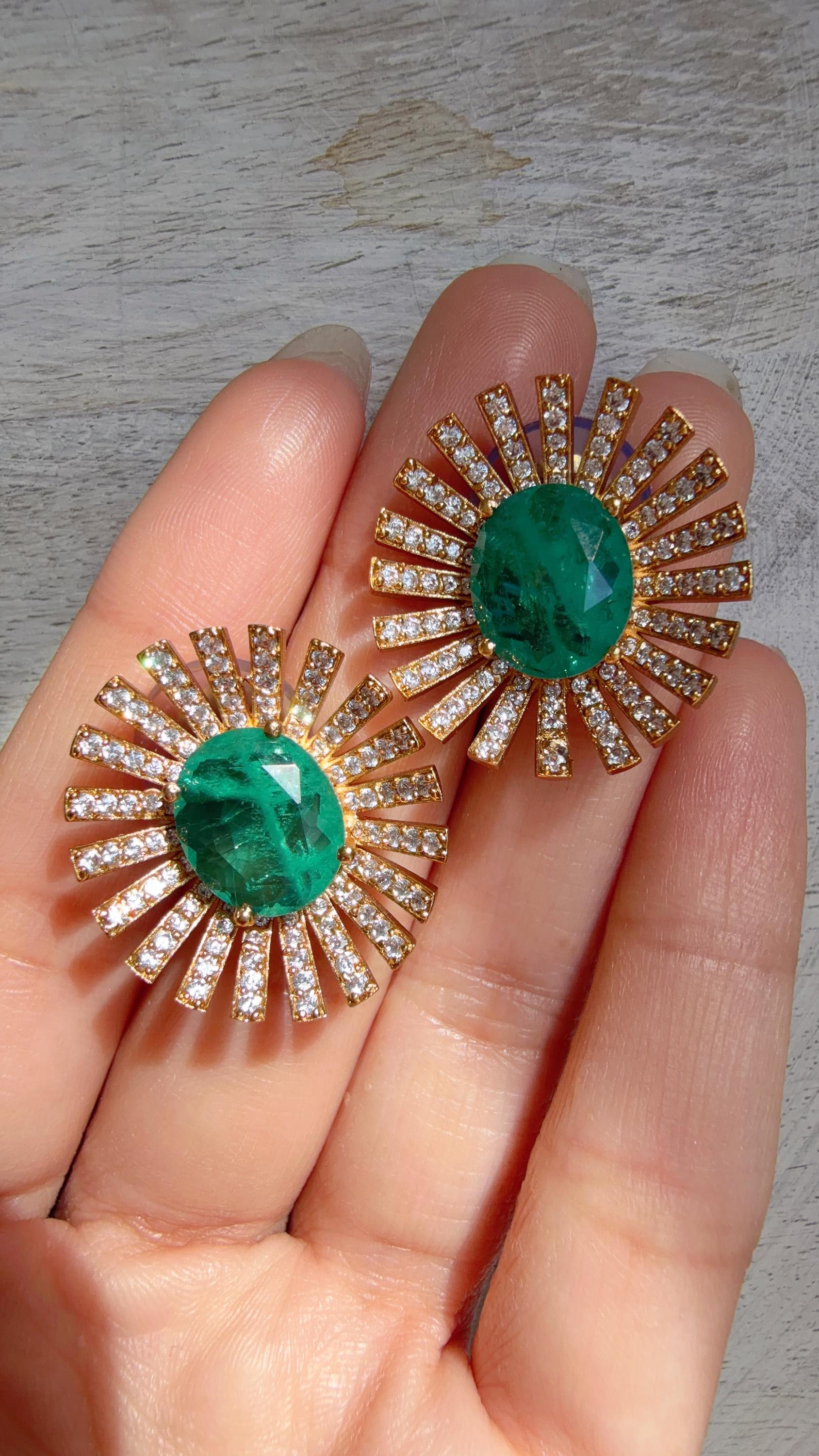 Green Moissanite Stone Earrings/Diamond Kundan Studs /Indian Jewelry /Statement Earring - Shanaya