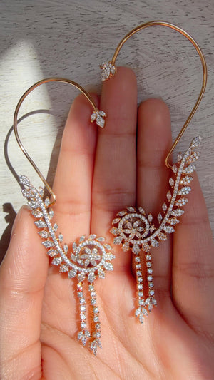 Diamond Earcuff 2 tone diamond Jhumkas/ear cuff jhumka / CZ Statement Ear Cuff earrings/Indian wedding jewelry