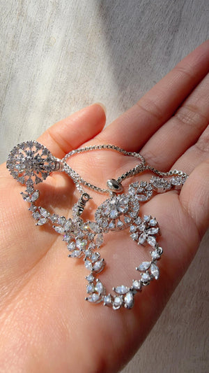 Rhodium Circular Haath Phool /Indian Hand Jewelry/Haath phool - Sahiba