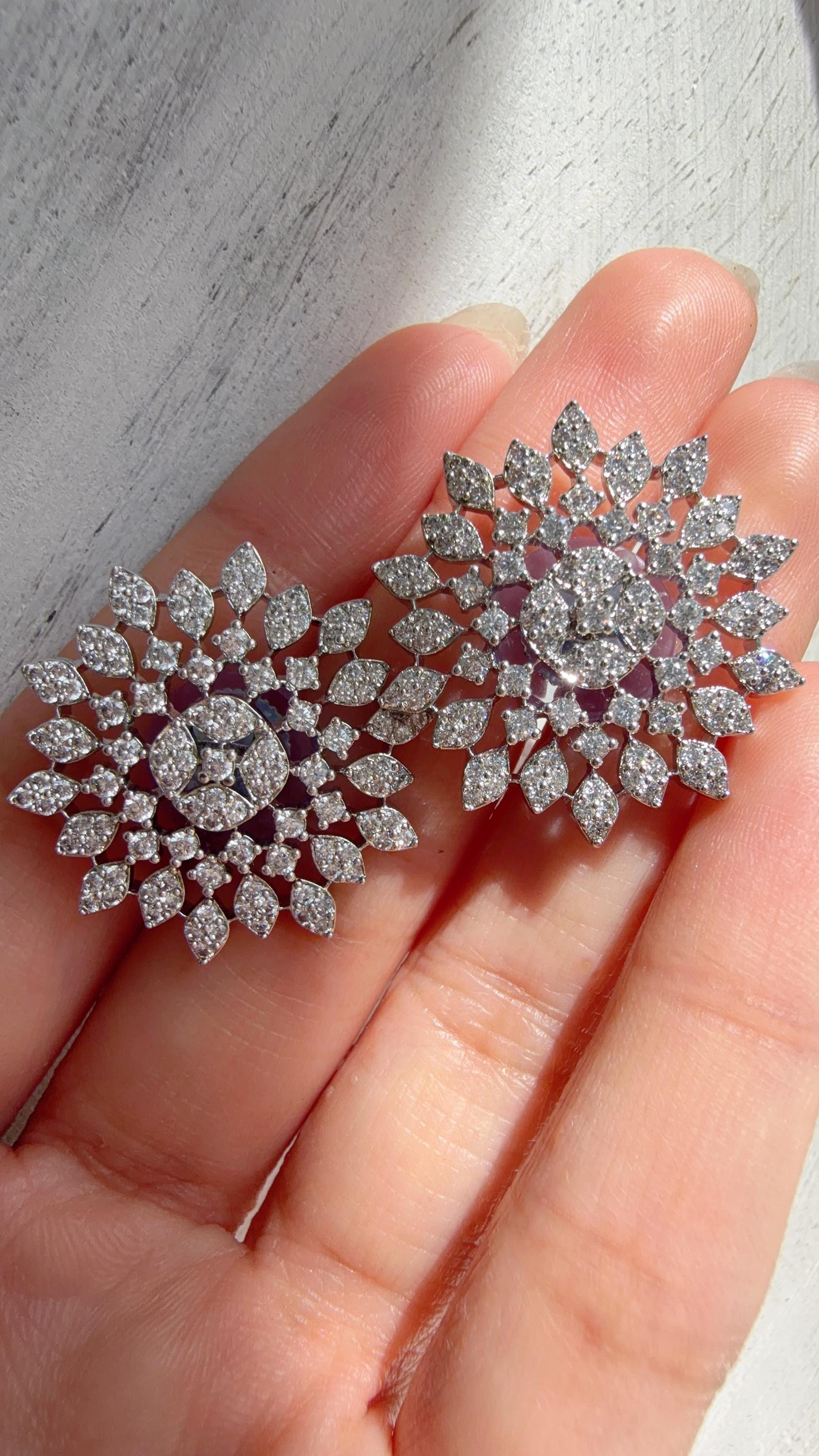Diamond CZ silver Diamond studs /Indian Studs/Indian Jewelry/Statement Stud Earring/Kundan Earrings