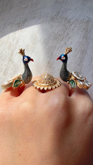 Large Statement ring/Bridal Moissanite diamond Ring/Adjustable kundan Ring/Indian Wedding jewelry/