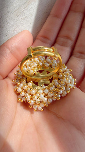 Pachi Kundan Statement ring/Bridal Kundan Moissanite diamond Ring/Adjustable Ring/Indian Wedding jewelry/