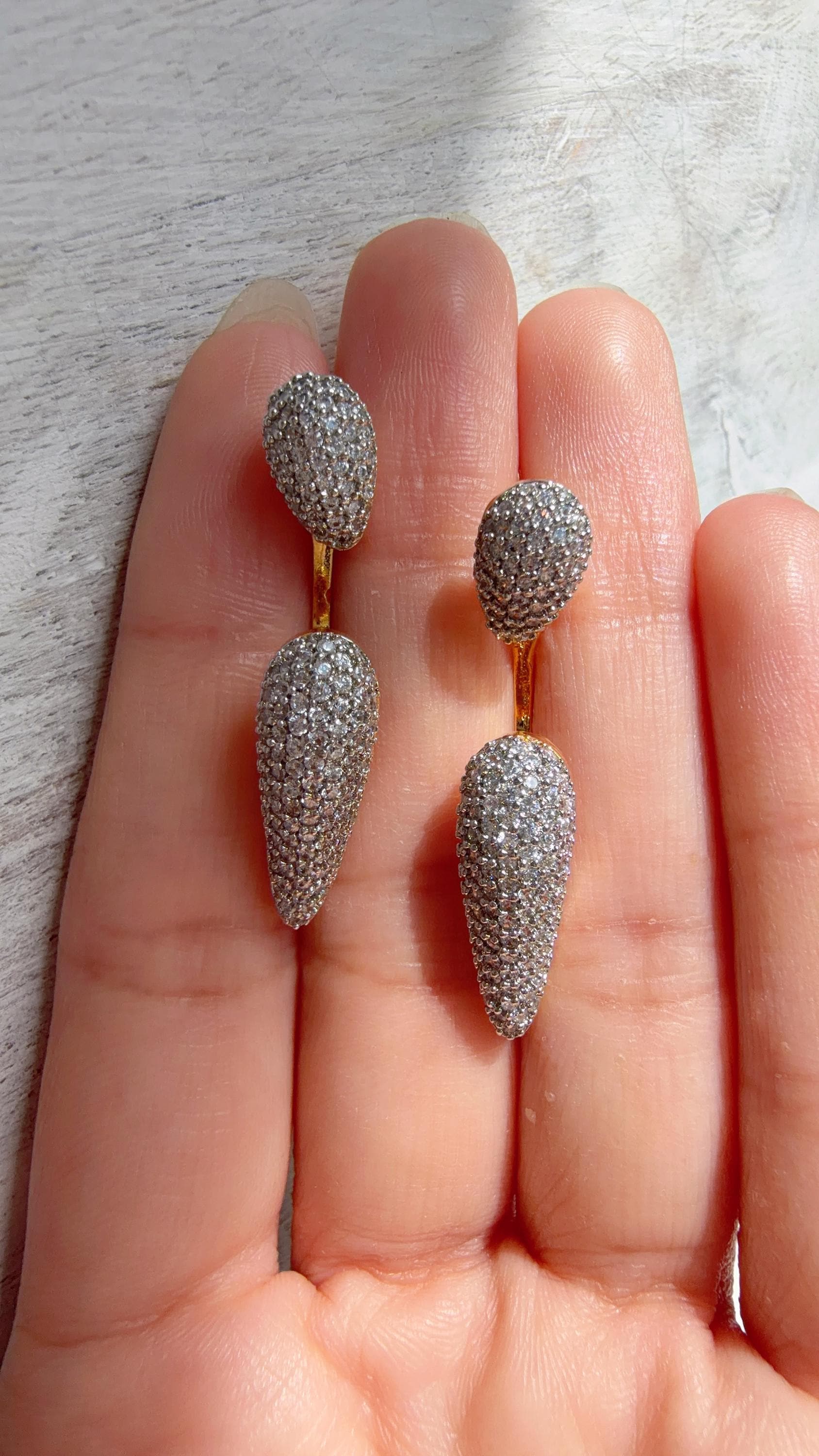 Diamond Ear Jacket Earrings/ Back Crystal Stud Earrings/Indian Earring Set/Bridal Jewelry Gift For Her
