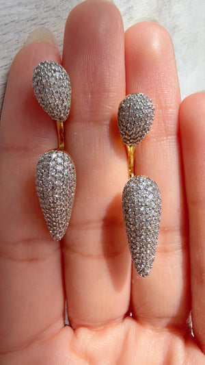 Diamond Ear Jacket Earrings/ Back Crystal Stud Earrings/Indian Earring Set/Bridal Jewelry Gift For Her