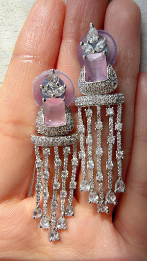 Crystal Tassel Statement Drop Earrings/Bridal earrings / Indian Wedding Danglers/Drop Dangle Earrings