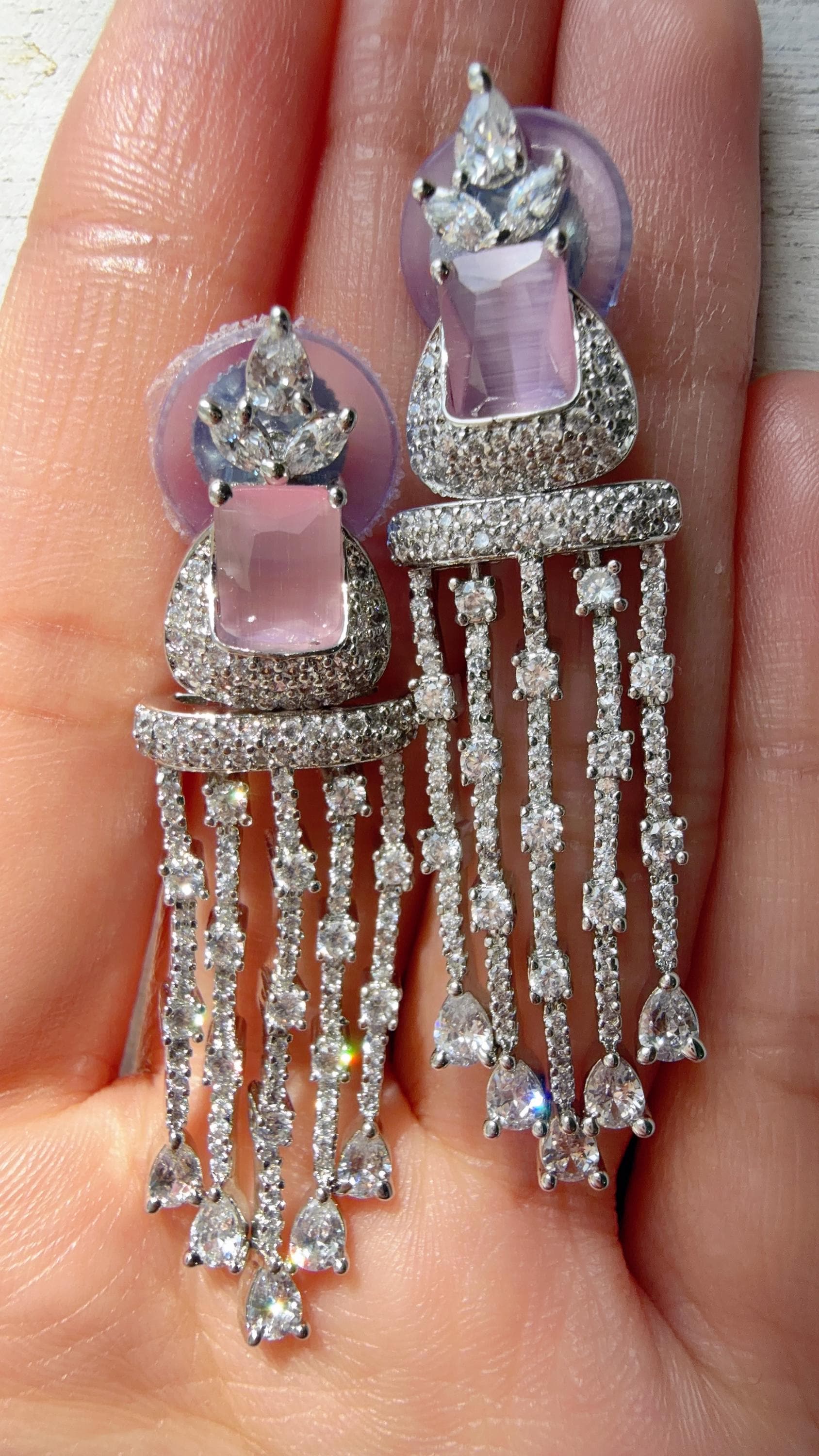 Crystal Tassel Statement Drop Earrings/Bridal earrings / Indian Wedding Danglers/Drop Dangle Earrings