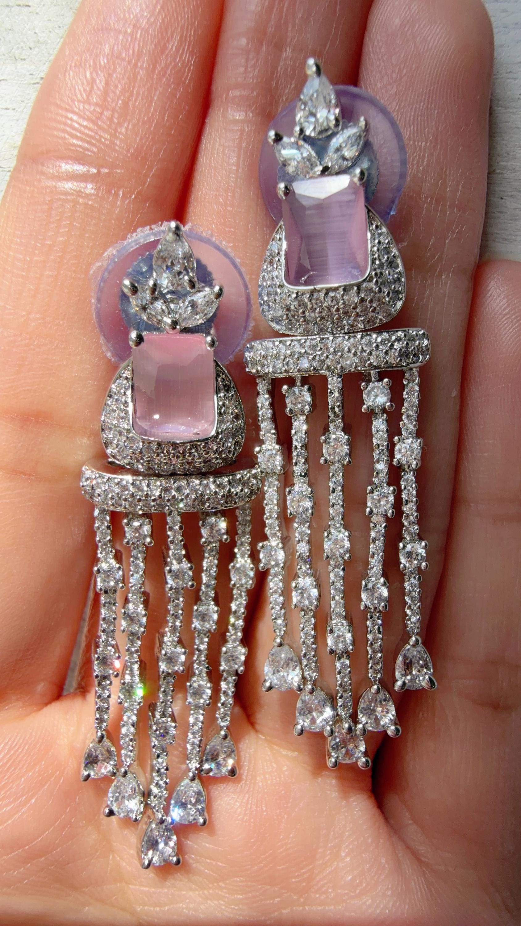 Crystal Tassel Statement Drop Earrings/Bridal earrings / Indian Wedding Danglers/Drop Dangle Earrings