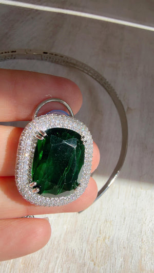 Emerald Green Hasli Necklace and Stud Earrings Set | Moissanite CZ Jewelry | Luxury Statement Set - Hellen