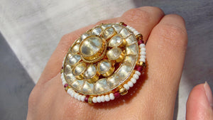 Jadau Pachi Kundan finger ring /Bridal Kundan Moissanite diamond Ring/Adjustable Ring/Diamond Kundan Ring /Indian Wedding jewelry/