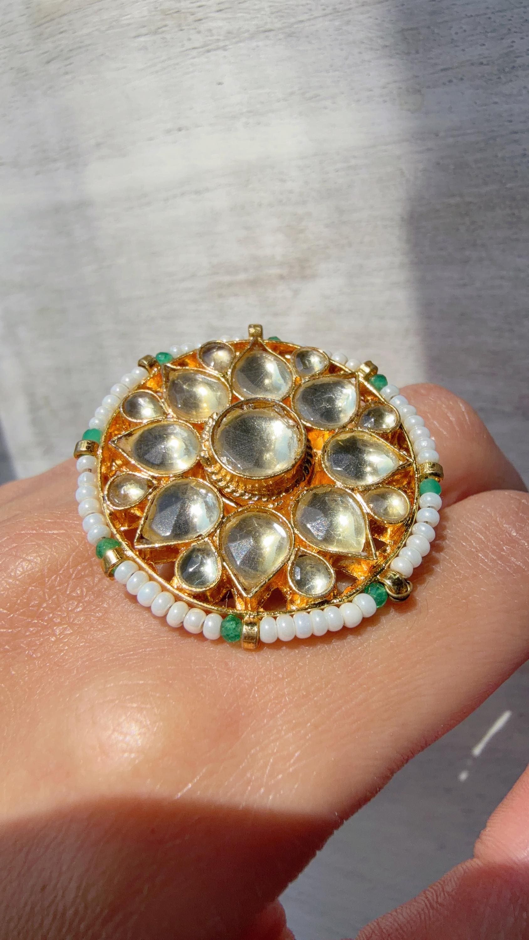 Jadau Pachi Kundan finger ring /Bridal Kundan Moissanite diamond Ring/Adjustable Ring/Diamond Ring /Indian Wedding jewelry/