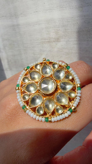 Jadau Pachi Kundan finger ring /Bridal Kundan Moissanite diamond Ring/Adjustable Ring/Diamond Ring /Indian Wedding jewelry/