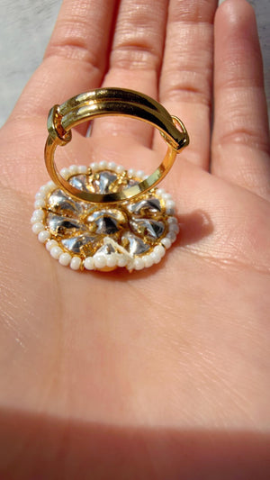 Jadau Pachi Kundan Gold finger ring /Bridal Kundan Moissanite diamond Ring/Adjustable Ring/Diamond Ring /Indian Wedding jewelry/