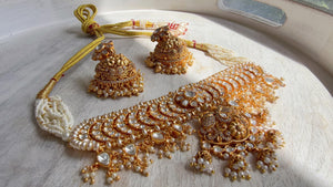 Pachi Kundan Bridal Necklace Set | Moissanite Polki Kundan Necklace | Indian Wedding Jewelry | Statement Necklace