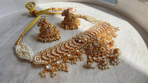Pachi Kundan Bridal Necklace Set | Moissanite Polki Kundan Necklace | Indian Wedding Jewelry | Statement Necklace