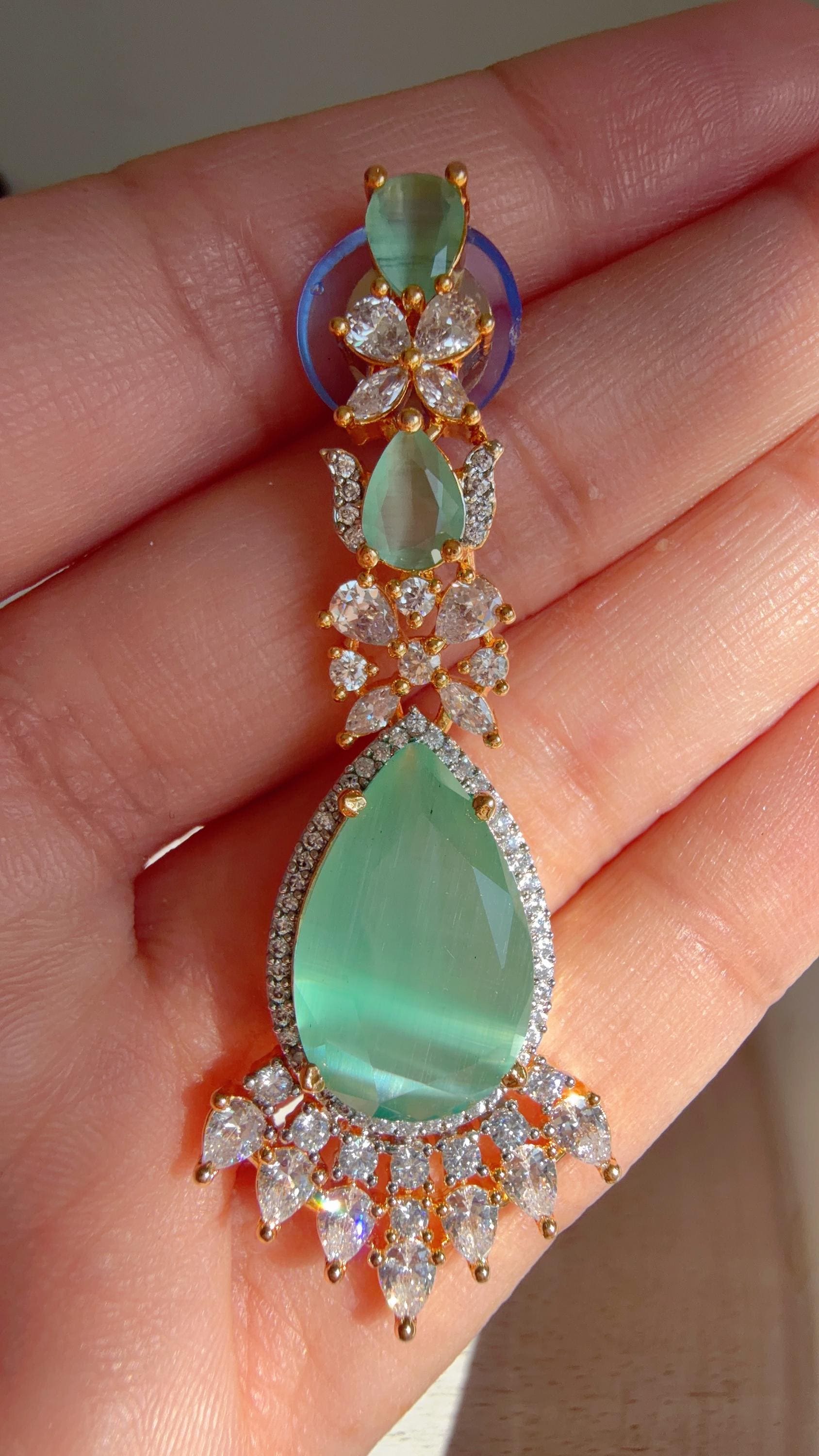Mint 2 Layer Two-Tone CZ Diamond Necklace Set | Double Strand Bridal Necklace with Matching Earrings - Bella