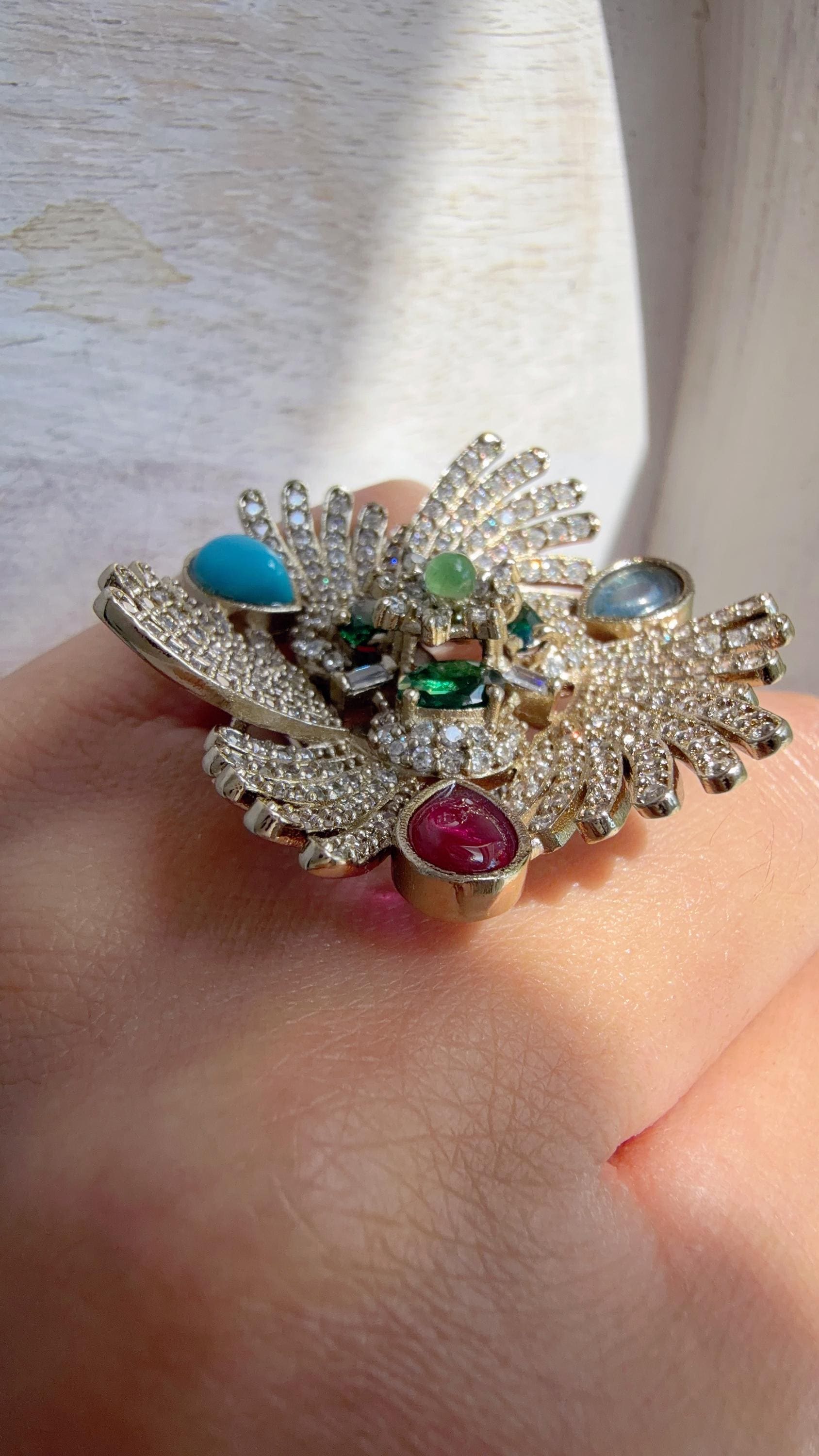 Multi stone Cocktail ring/Bridal Kundan diamond Ring/Adjustable Ring/Diamond Kundan Ring /Indian Wedding jewelry/
