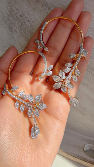 Diamond Earcuff 2 tone diamond Jhumkas/ear cuff jhumka / Diamond earrings /Indian wedding jewelry