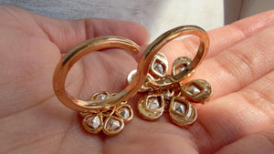 Bridal Kundan Moissanite Ring/Gold bridal Ring/Double Finger Kundan Statement Ring /Two Finger Kundan ring