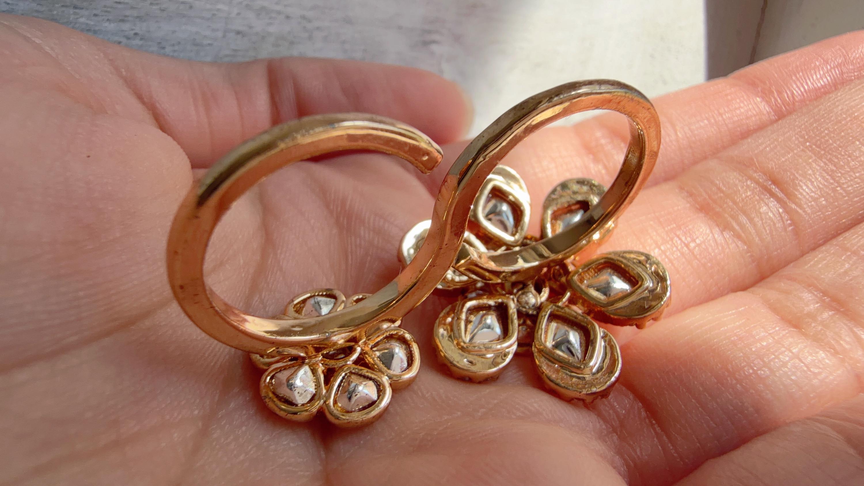 Bridal Kundan Moissanite Ring/Gold bridal Ring/Double Finger Kundan Statement Ring /Two Finger Kundan ring