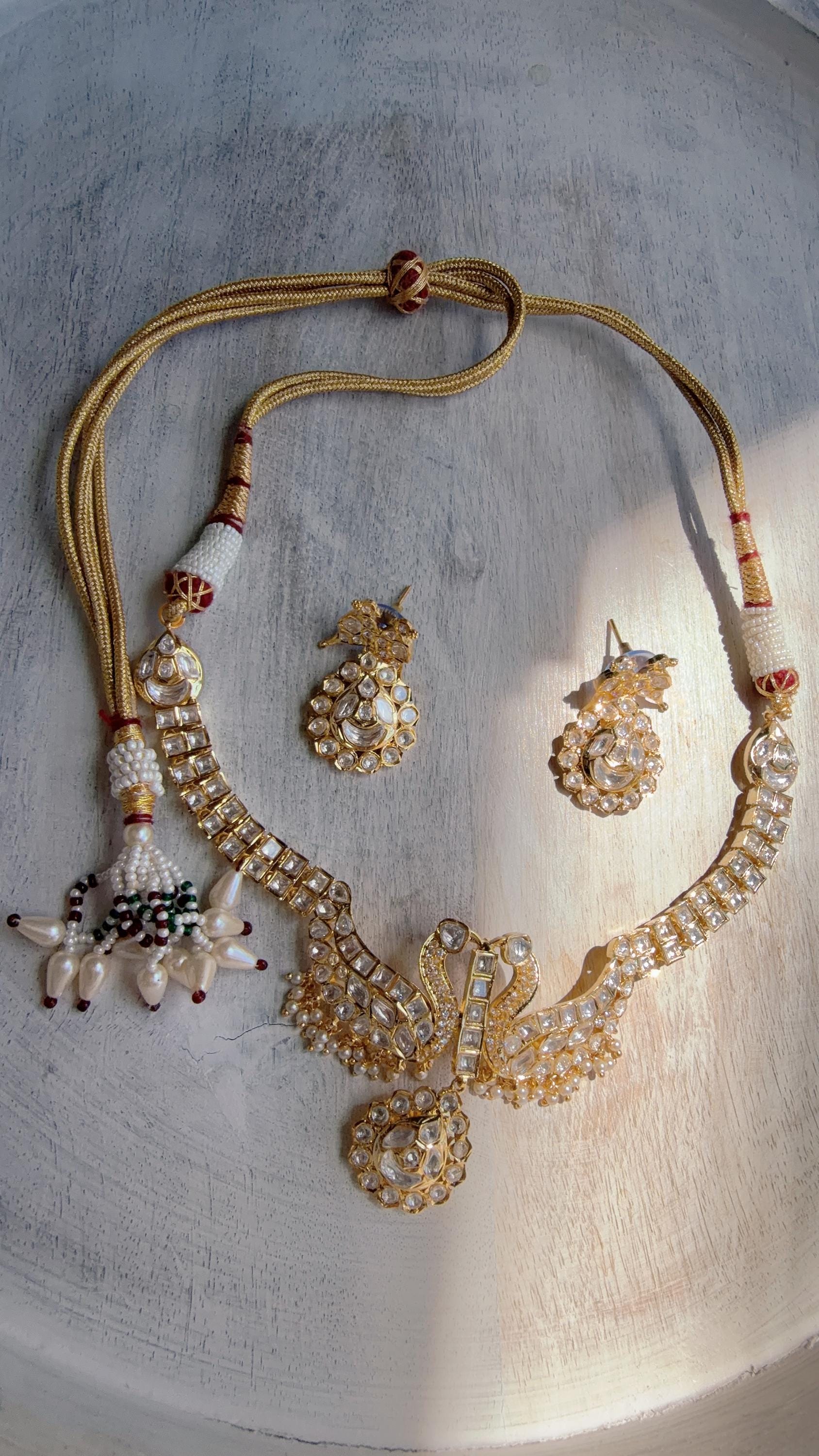 Pachi Kundan Bridal peacock Necklace Set | Moissanite Polki Kundan Necklace | Indian Wedding Jewelry | Statement Necklace