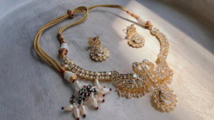 Pachi Kundan Bridal peacock Necklace Set | Moissanite Polki Kundan Necklace | Indian Wedding Jewelry | Statement Necklace