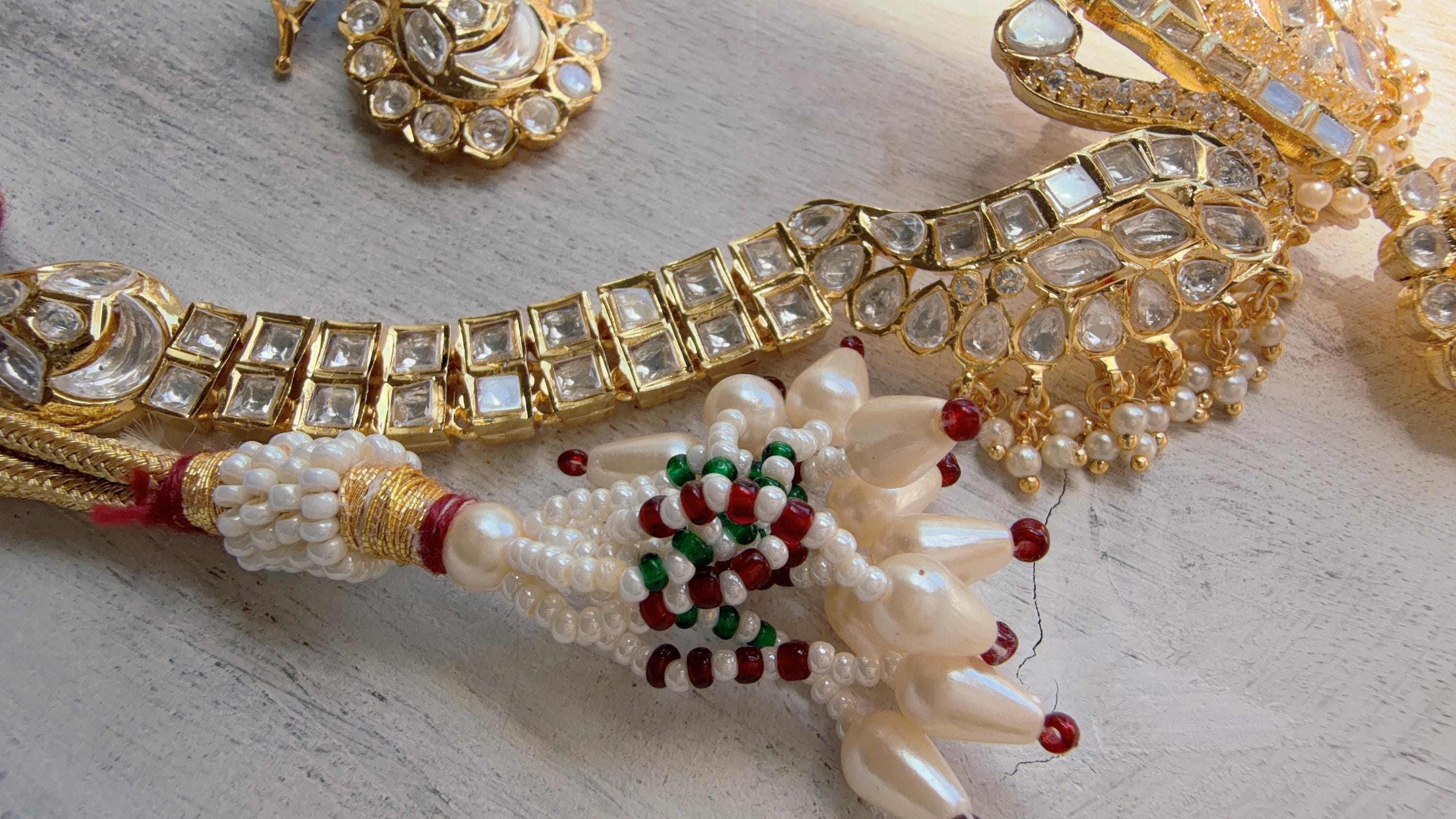 Pachi Kundan Bridal peacock Necklace Set | Moissanite Polki Kundan Necklace | Indian Wedding Jewelry | Statement Necklace