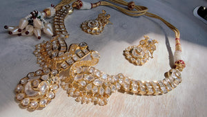 Pachi Kundan Bridal peacock Necklace Set | Moissanite Polki Kundan Necklace | Indian Wedding Jewelry | Statement Necklace