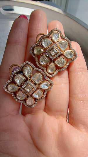 Moissanite diamond Kundan Studs /Indian Jewelry /Statement Stud Earring/Kundan Stud Earrings/Cz Studs/Diamond Studs