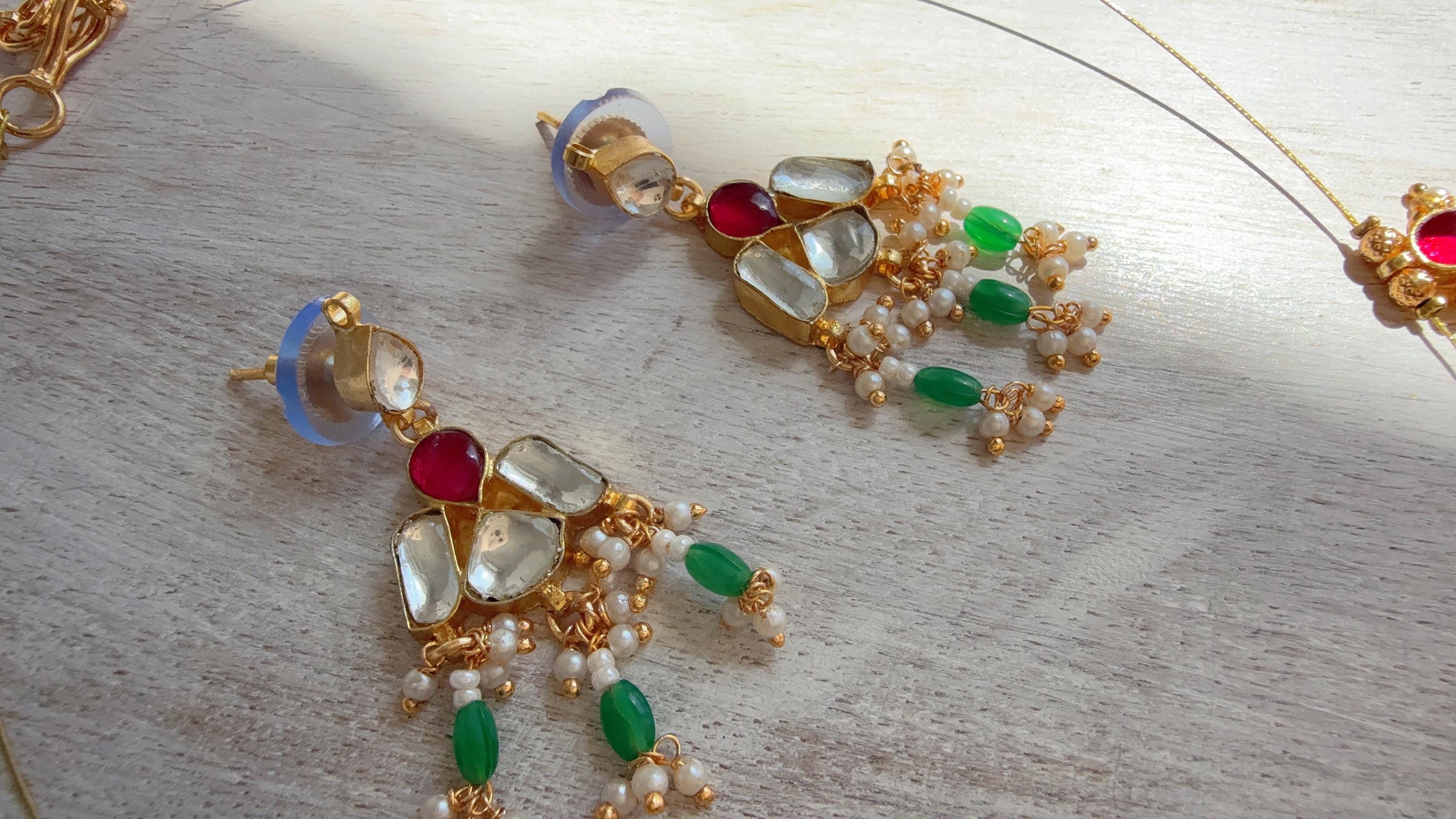 Pachi kundan invisible jewelry/Elephant Kundan Jadau Invisible Necklace /Pachi kundan Drop Simple necklace/Invisible kundan choker