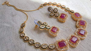 Polki Kundan Ruby necklace/Wedding necklace/necklace/Indian necklace/Indian jewelry/Polki necklace