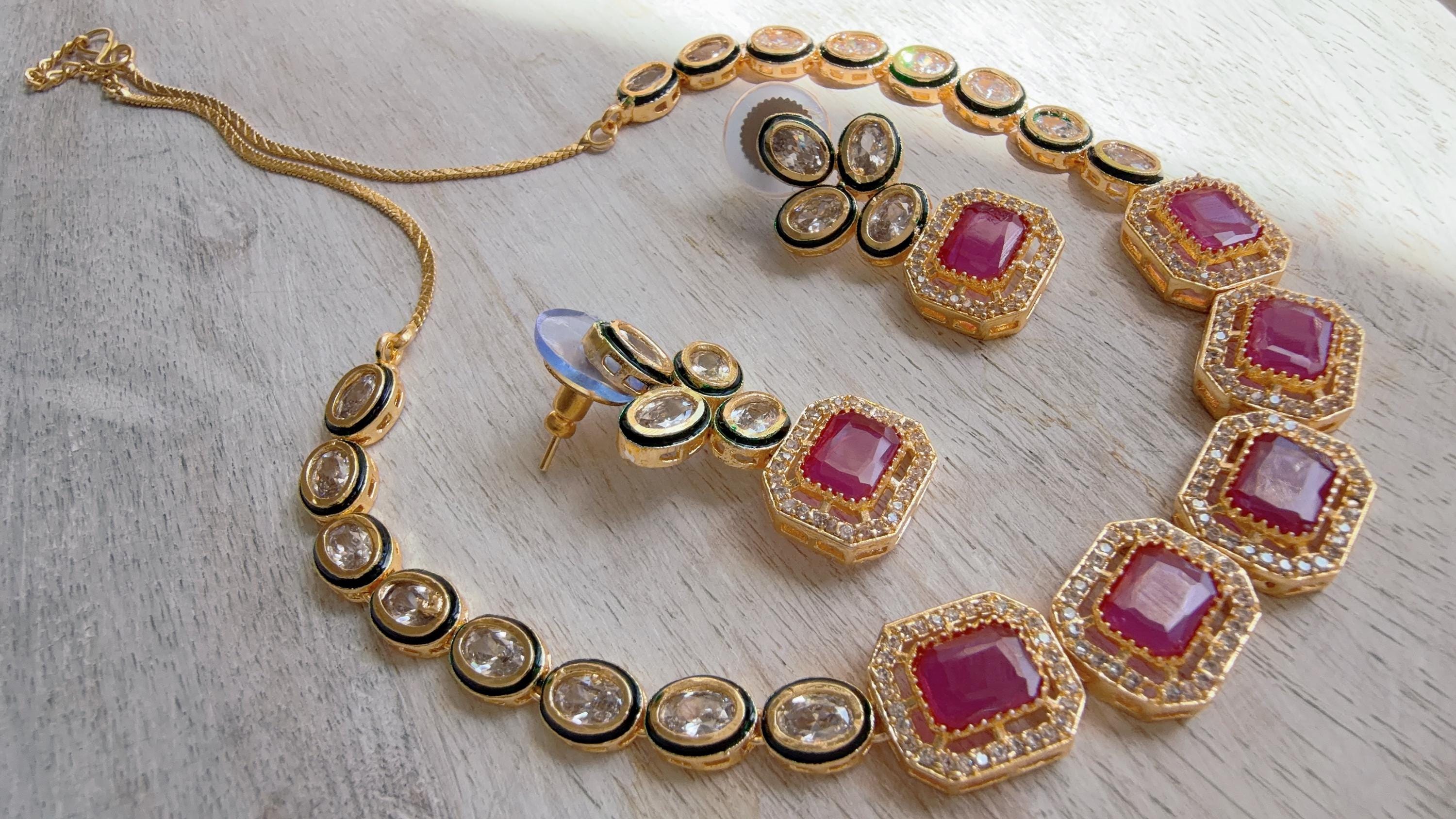 Polki Kundan Ruby necklace/Wedding necklace/necklace/Indian necklace/Indian jewelry/Polki necklace