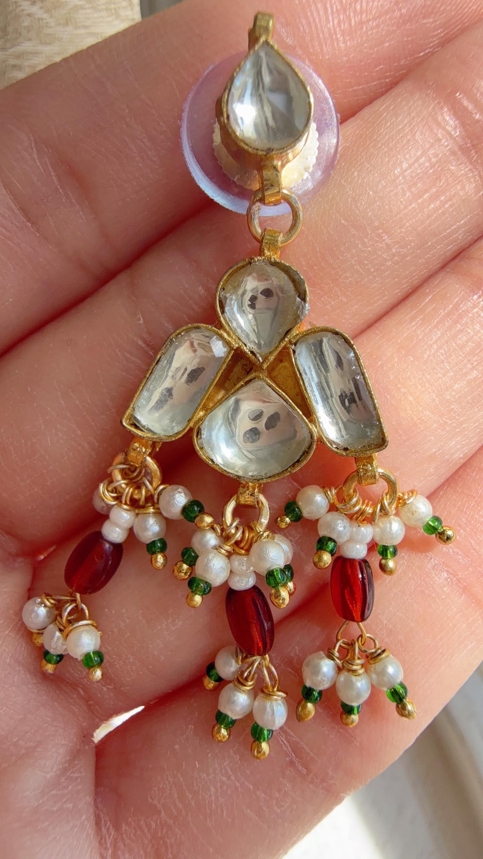Pachi Kundan Invisible Jewelry Set | Elephant Kundan Jadau Invisible Necklace | Simple Drop Choker