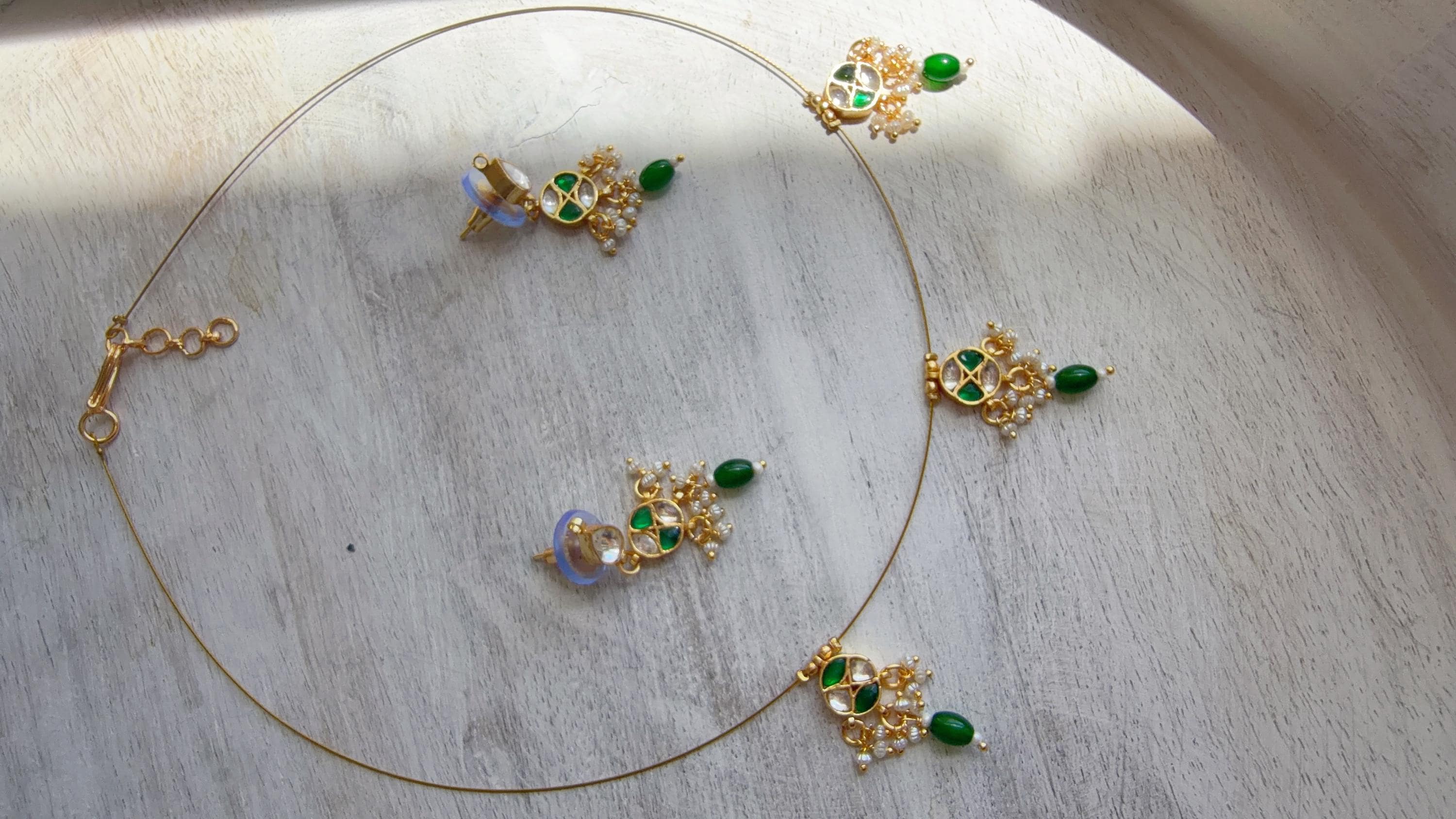 Pachi Kundan Invisible Jewelry Set | Elephant Kundan Jadau Invisible Necklace | Simple Drop Choker