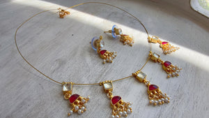 Pachi Kundan Invisible Jewelry Set | Elephant Kundan Jadau Invisible Necklace | Simple Drop Choker