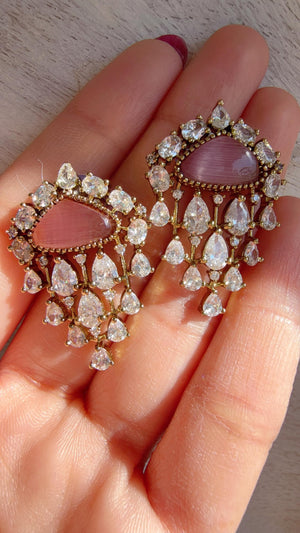 Chandelier Diamond purple Studs/Moissanite Kundan Studs /Indian Jewelry /Statement Stud Earring/