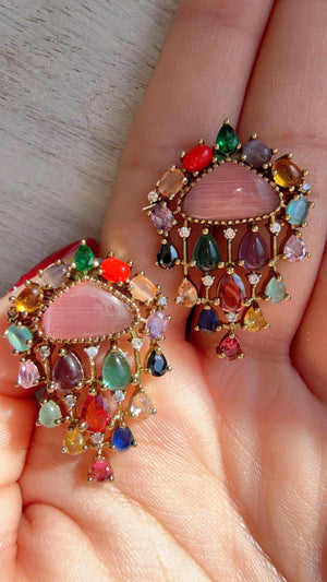 Chandelier Diamond Multi Studs/Saanvi doublet Earrings/Moissanite Kundan Studs /Indian Jewelry /Statement Stud Earring/