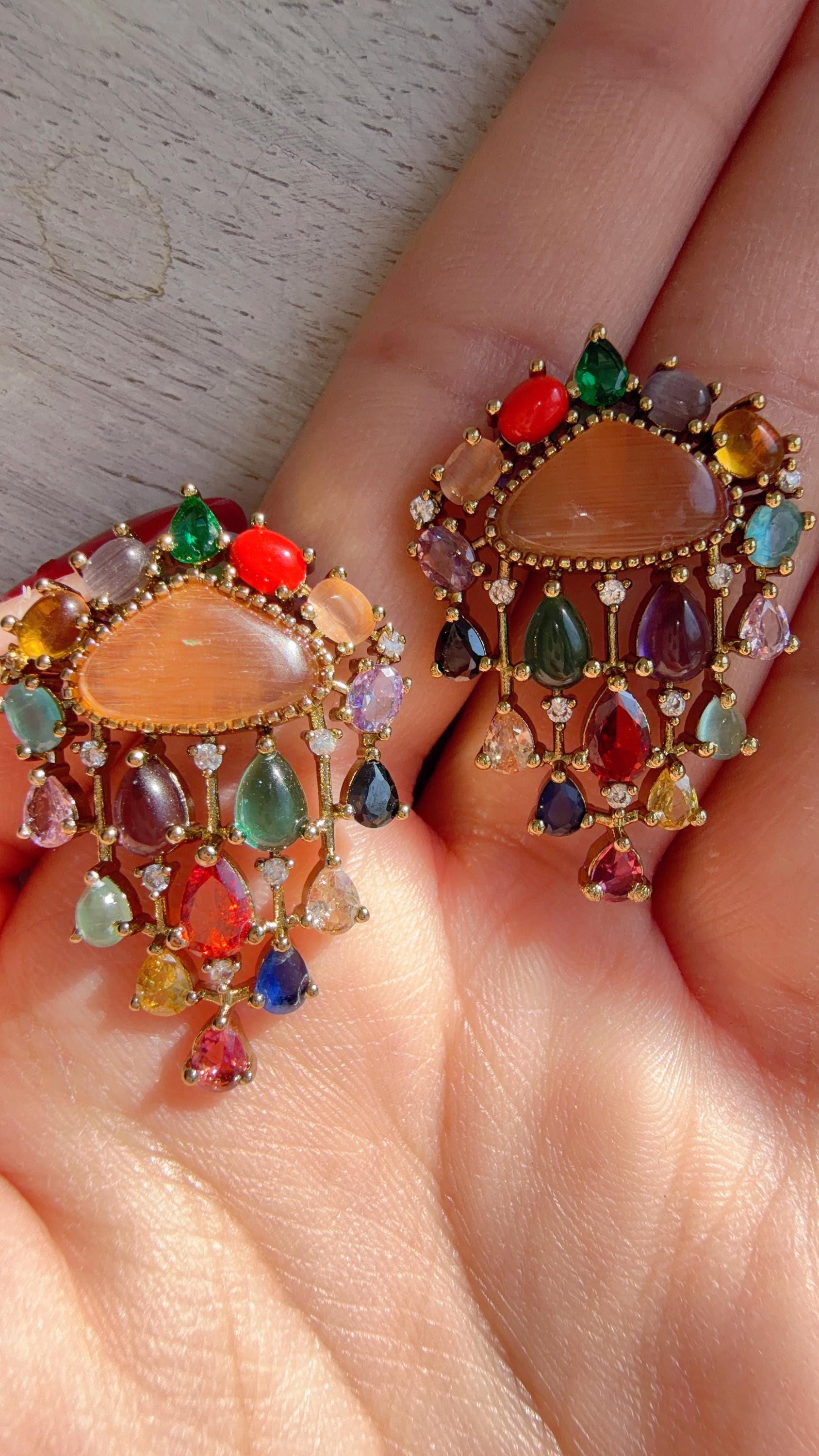 Chandelier Diamond Multi Studs/Moissanite Kundan Studs /Indian Jewelry /Statement Stud Earring/