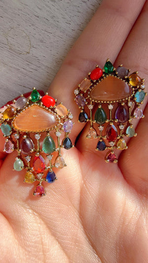 Chandelier Diamond Multi Studs/Moissanite Kundan Studs /Indian Jewelry /Statement Stud Earring/
