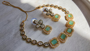 Polki Kundan Mint Necklace Set with Earrings | Indian Bridal Wedding Necklace | Traditional Polki Necklace - Mehak