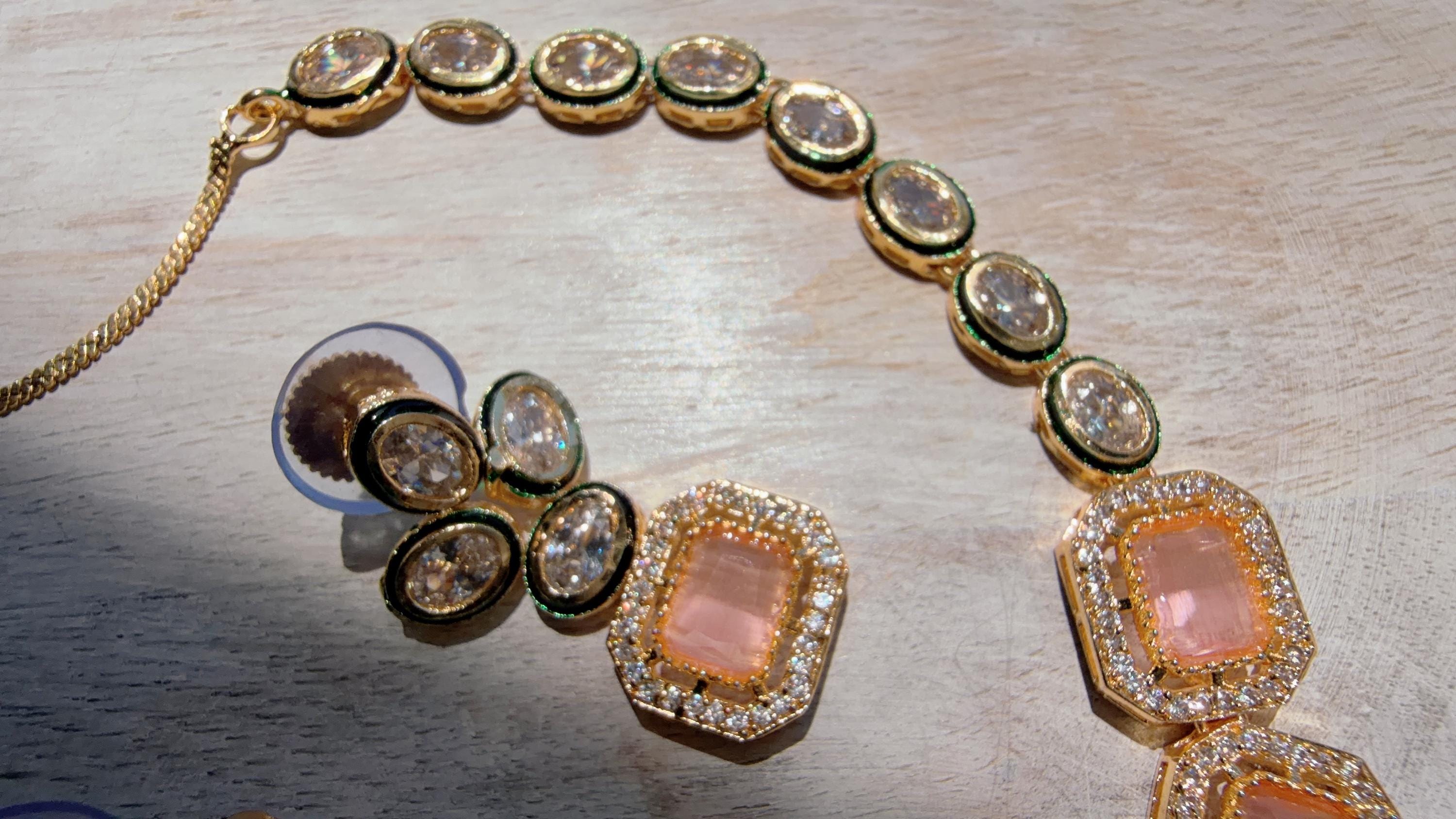 Polki Kundan Pink Necklace Set with Earrings | Indian Bridal Wedding Necklace | Traditional Polki Necklace - Mehak