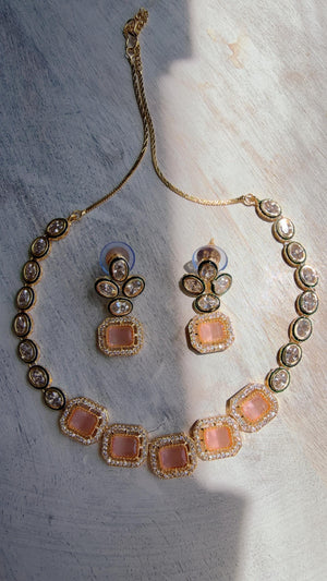 Polki Kundan Pink Necklace Set with Earrings | Indian Bridal Wedding Necklace | Traditional Polki Necklace - Mehak