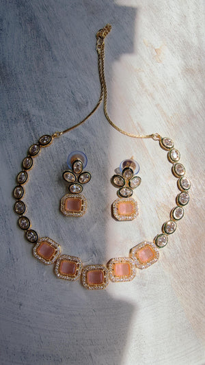 Polki Kundan Pink Necklace Set with Earrings | Indian Bridal Wedding Necklace | Traditional Polki Necklace - Mehak