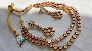 Polki Kundan Meena work Ruby Necklace Set with Earrings | Indian Bridal Wedding Necklace | Traditional Polki Necklace - Mehak