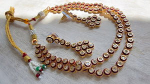 Polki Kundan Meena work Ruby Necklace Set with Earrings | Indian Bridal Wedding Necklace | Traditional Polki Necklace - Mehak