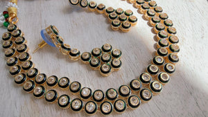 Polki Kundan Meena work Emerald Necklace Set with Earrings | Indian Bridal Wedding Necklace | Traditional Polki Necklace - Mehak